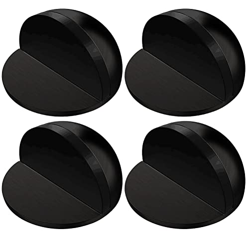 WDAFLG 4 Pieces Stainless Steel Floor Door Stopper Oval Adhesive Door Stop with Adhesive Pads No Need to Drill, Black