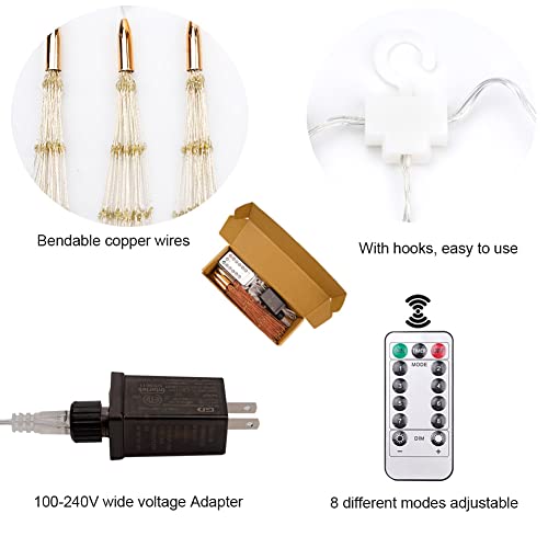 Zeluxdot Firework Light Strip 800 Led Copper Wire Outdoor Starburst String Lights Warm White 8 Modes With Remote For Bedroom, Patio, Gardens, Wedding Decoration, Party,Christmas (5 Pack) #TOP1