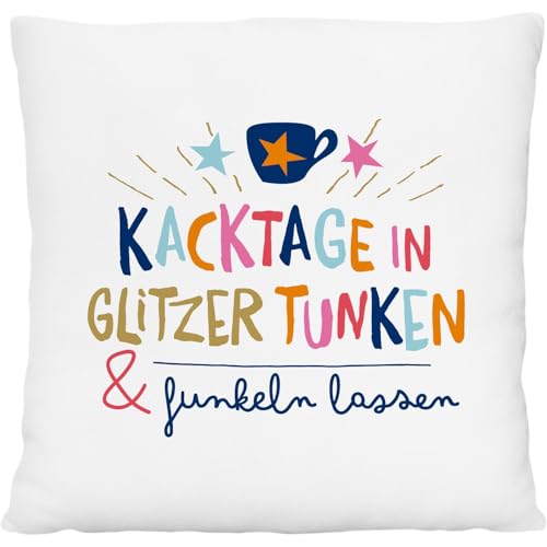 H:PPY Life Plüschkissen mit Motiv Funkeln | Zierkissen, kleines Kissen, 25 cm x 25 cm, 100% Polyester | Geschenk lustig, Dekoartikel | 74443