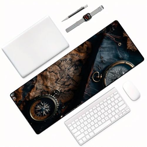 Mouse Pad Gamer Deskpad Speed Extra Grande Profissional com Borda Costurada 80x40cm - Mapa