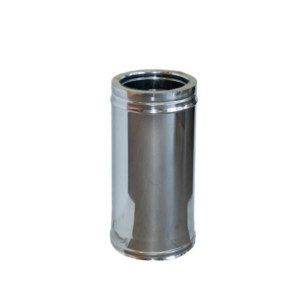 Tubo Coibentato Doppia Parete in Lana di Roccia - in Acciaio Inox AISI 304 BA SP. 5/10 – per Camini - Lunghezza 500 mm – Diametro 120-180 mm