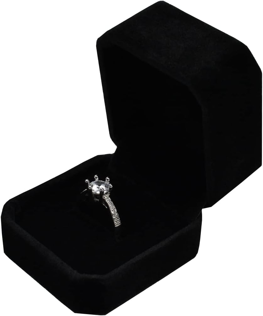 Syolee Ring Box Velvet Jewellery Gift Boxes Earring Storage Case Organizer, Black (RRB-JZ1)