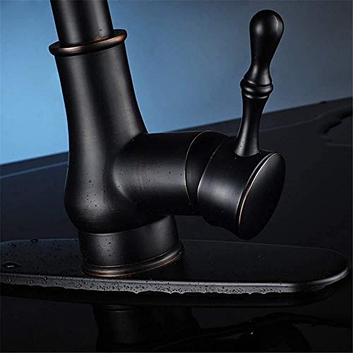 Robinet de cuisine mitigeur eau chaude cuivre noir douchette évier rotative 360 - 4