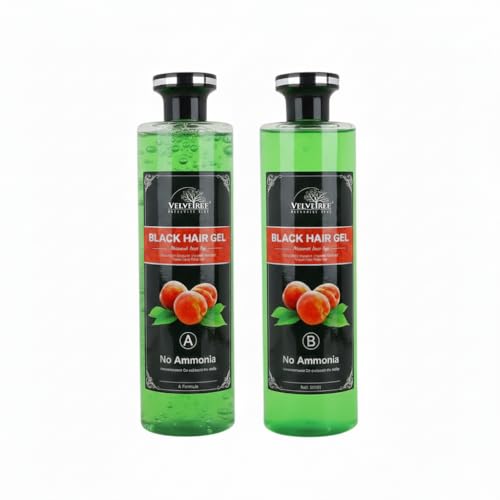 Velvetree Natural Black Hair Gel Dye – No Ammonia, Fruit Vinegar Formula | Instant Hair Color for Men & Women | Covers White Hair Naturally | Long-Lasting Shine (500ml x 2) (Black Hair Gel 1)
