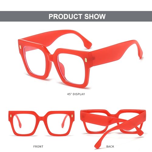 Image of Mirkcittle Oversized Blue Light Blocking Glasses for Women Men Clear Frame Square Eyeglasses Anti Eyestrain Computer