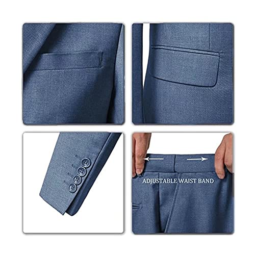 Image of Furuyal Men's Suits 3 Piece Slim Fit Suit Set,Two Button Wedding Business Tuxedo Solid Blazer Jacket Vest Pants with Tie