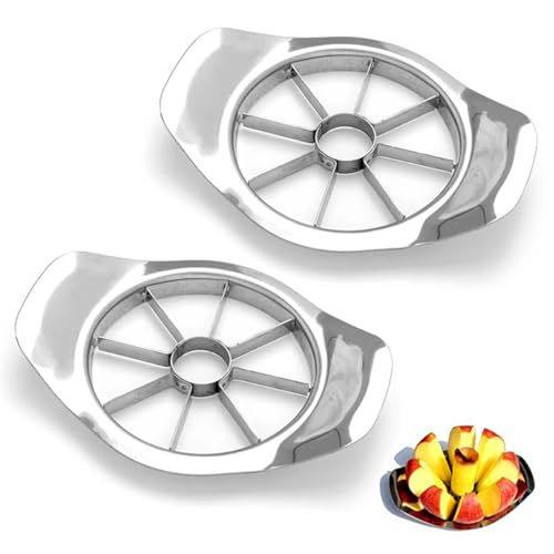 HZAOPZE 2 pcs 3-in-1-Edelstahl-Apfelschneider - Obstschäler Edelstahl-Apfelschäler Entkerner Obstmesser Edelstahlschneider, Apfelschneider mit 8 Klingen zum Schneiden von Obst(15 x 11 cm)