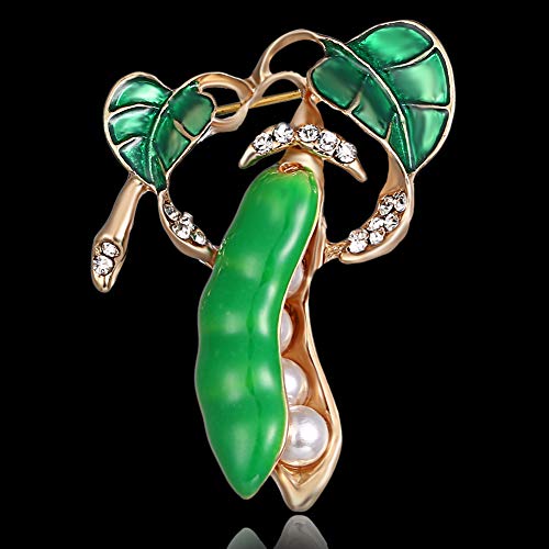 Broche Walbest para mulheres, formato de ervilha, pérola falsa, strass, broche embutido, joia de gol