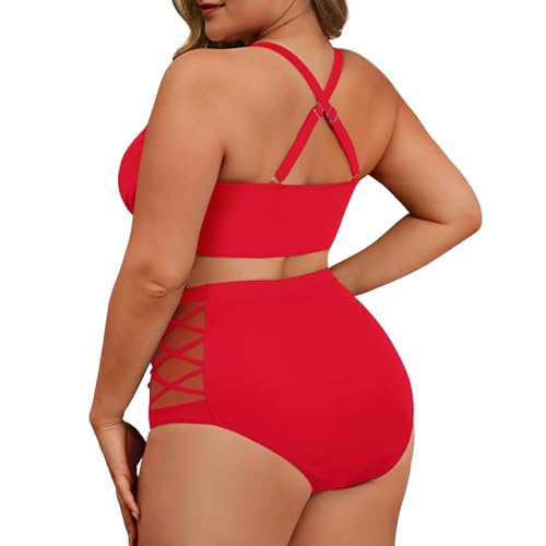 Image of American Trends Womens Plus Size Bikini Set - Tummy Control, High Waisted 2 Piece Swimsuits Bathing Suits