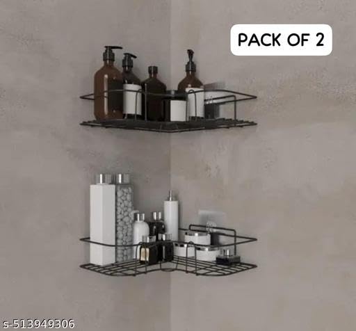 (Pack of 2) Multipurpose Self-Adhesive Kitchen Bathroom Corner Rack and Stands Mounted with Strong Magic Sticker Durable Hook Home Essentials/LCORNER/Bathroom Corner 2PIS 2