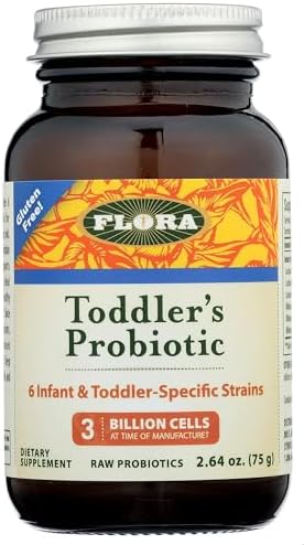 Flora – Toddler’s Probiotic – Supports Digestive Health – Daily Probiotic Powder for Children Ages 1–3 – Includes Bifidobacterium Infantis – Vegetarian & Gluten-Free – Keep Chilled – 2.64 oz.