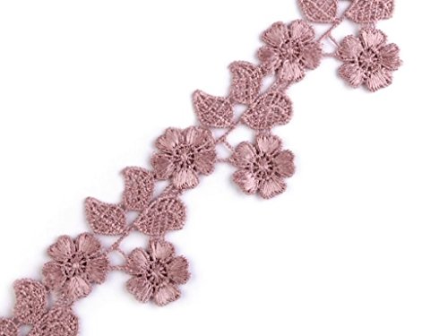 1m ÄtzSpitze Spachtelspitze Spitzen-Borte Blüten Blumen Guipure Zierband Vintage Shabby 45mm breit Farbe: Altrosa 945 Cover