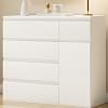 YOUDENOVA Chest of Drawers White with 5 Drawers and 1 Door Sideboard with Adjustable Shelf Modern Drawer Cabinet Chest of Drawers for Living Room Bedroom Hallway 40 D x 90 W x 80 H cm