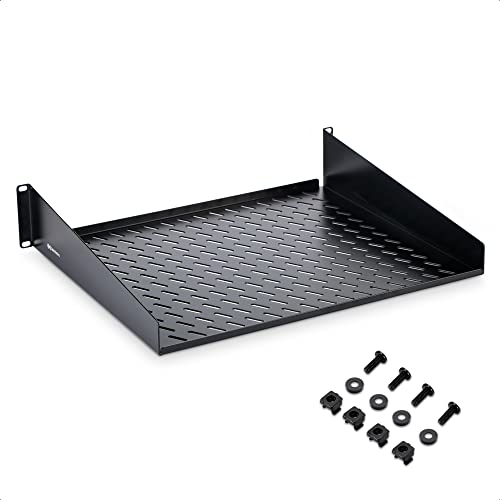 Cable Matters 2U Server Rack Shelf for 19 Frame & Cabinet 15 Depth with 55lbs Weight Capacity (Rack Mount Shelf) in Black