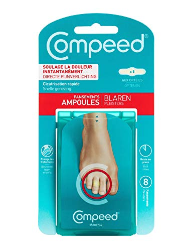Compeed® - Pansements Orteils Ampoules - 8 Pansements Hydrocolloïdes -  Soin des Pieds - Pansement Cicatrisation Rapide -  Dimensions :  5,1 x 1,7 centimètres
