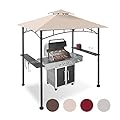 FAB BASED 5x8 Grill Gazebo Canopy for Patio, Outdoor BBQ Gazebo with Shelves, Barbeque Grill Canopy (Cream)