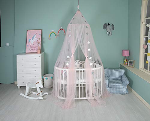 Bedluifel voor kinderen, Katoen Mosqutio Netto Hangend Gordijn, Baby Indoor Speel Lezen Tent (Grijs) roze - Image 6