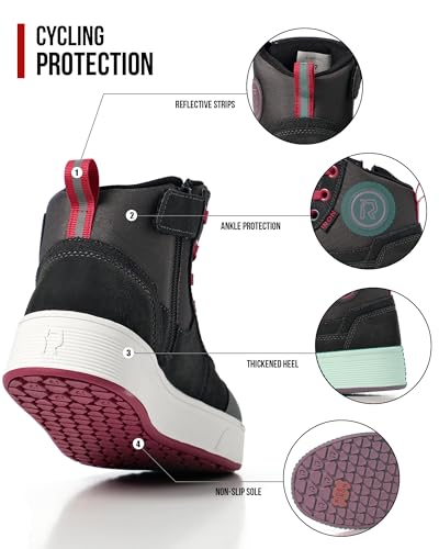Image of RIDEIRON Motorcycle Shoes for Women and Men, CE Certified, Thickened Anti-Slip Sole, Breathable Casual Motorcycle Riding Boots with Ankle Support, Shift Pad (Pink 6 Men /7.5 Women)