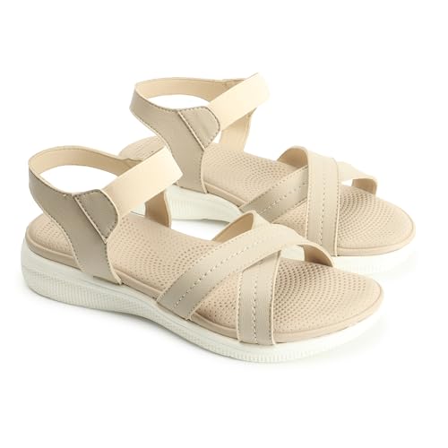 Image of Carlton London women's Cross Strap Adjustable Comfort Sandals