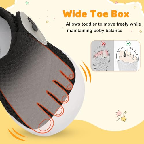 Image of FEETCITY Baby First Walking Shoes Wide Baby Shoes Infant Sneakers Newborn Crib Shoe Barefoot Lightweight Slip On Shoe
