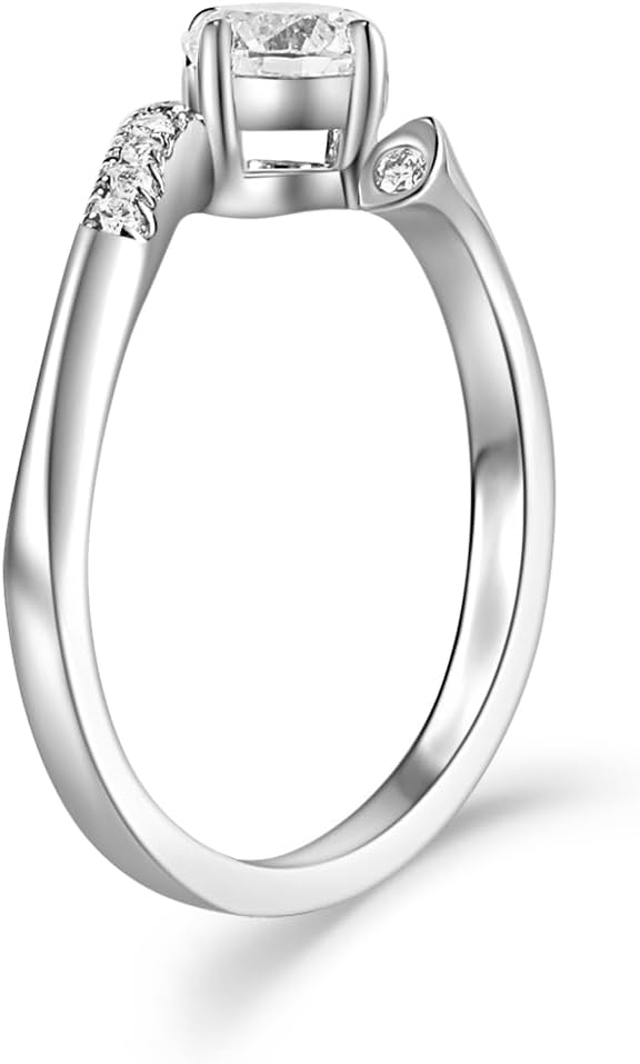 AGVANA Radiant Embrace 0.3-1.0 Carat Lab Grown Diamond Ring in Sterling Silver (0.4-1.1 Ct. Tw.) Engagement Anniversary Wedding Ring for Women (D-E Color, VS Clarity)