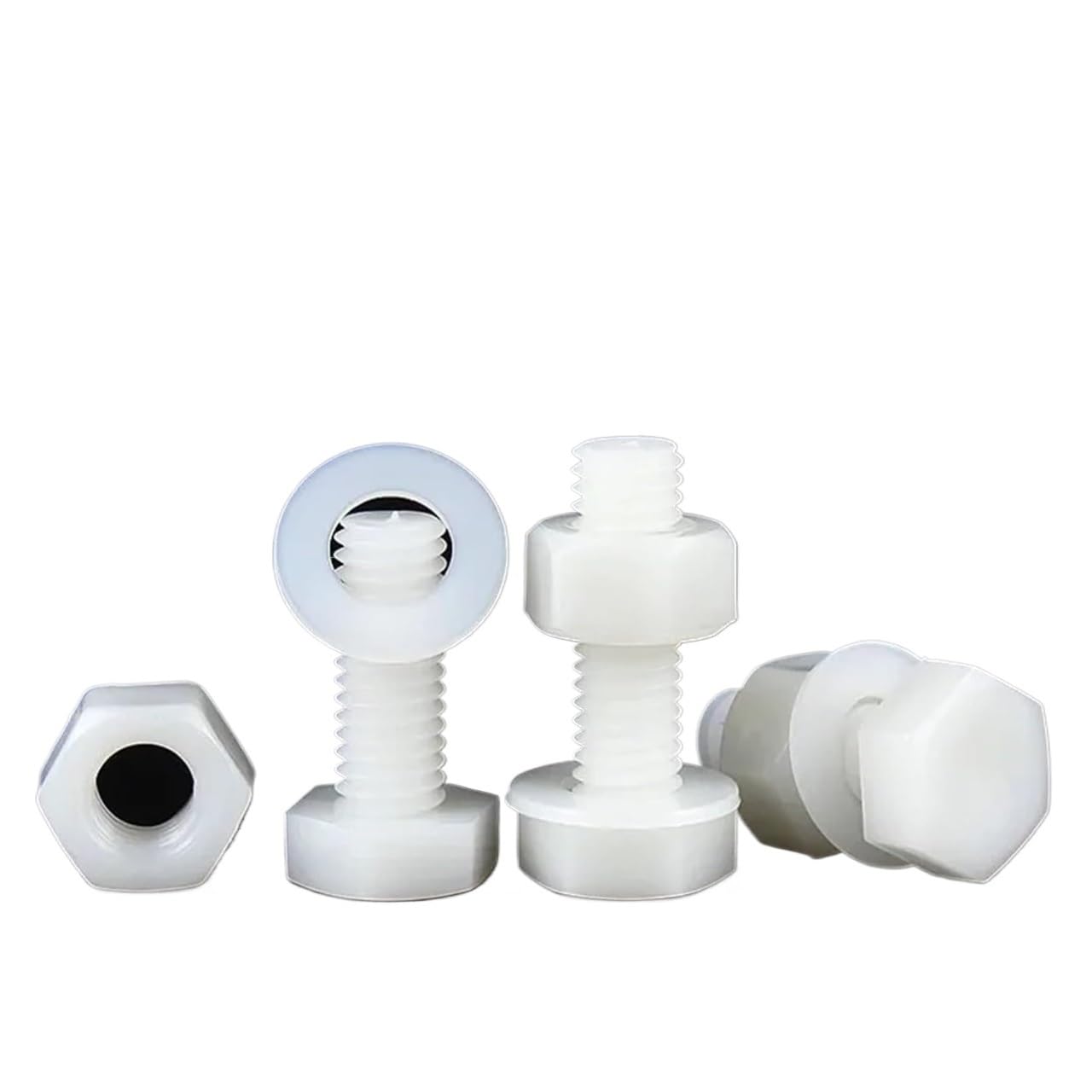 Dadi esagonali M4, Set Combinato di Viti in Nylon, Dadi e rondelle M3 M4 M5 M6 M8 Dimensioni Multiple Bianche(50 Set,M8x12)