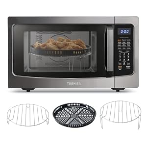 Toshiba Air Fryer Combo 4-in-1 Countertop Microwave Oven, Smart Sensor, Convection, Mute Function, Position Memory 13.6&Prime; Turntable, 1.5 Cu Ft, 1000W, Black, ML-EC42P(BS)