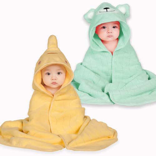 Image of Baby Hooded Towels,31 x 31 in Infant Super Soft Baby Bath Towels with Hood for Toddlers1-3,Highly Absorbent Viscose Hooded Towel for Boys, Girls, Newborn Essentials