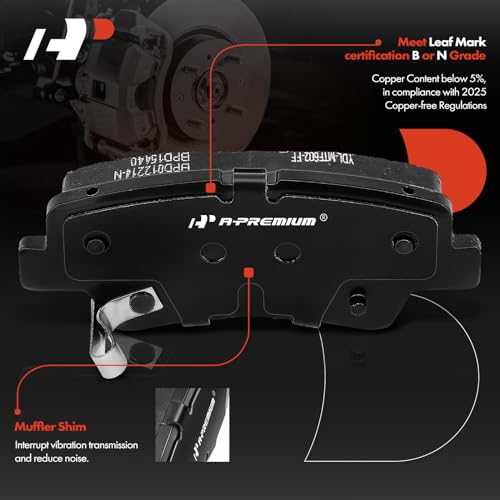 A-Premium 11.18 inch (284mm) Rear Solid Disc Brake Rotors + Ceramic Pads Kit Compatible with Select Hyundai and Kia Models - Sonata 2015, Soul Ev 2015, Optima 2014-2015, Cadenza 2014-2016, 6-PC Set by A-Premium - Used condition - Image 6