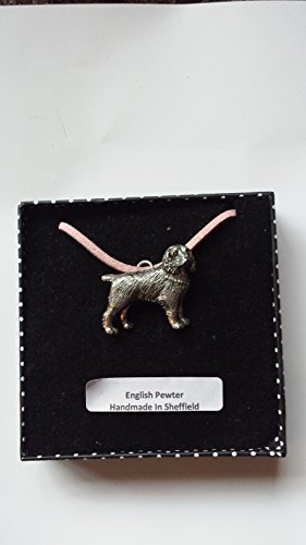 Pendentif épagneul étain 3D cadeau idéal maître chien cordon rose