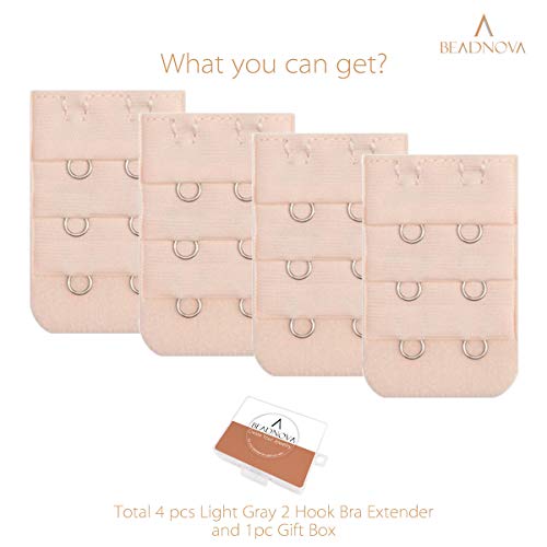 BEADNOVA Bra Strap Extender 2 Hook Bra Hooks Replacement (4pcs, Nude) - Thumbnail 2