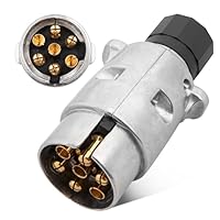 RED WOLF 7 Polig Metall Anhänger Stecker, 7 Poliger Anhängerstecker 12V Wasserdicht mit Aluminium-Guss Gehäuse, für PKW LKW Wohnwagen Anhänger 7-Pol Pin Anhängerkupplung Nach ISO 1724