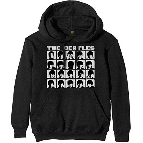 The Beatles Hard Days Night Faces Mono Pullover Capucha, Negro (Black Black), Large para Hombre