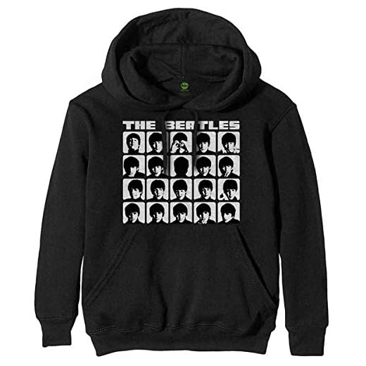 The Beatles Hard Days Night Faces Mono Pullover Capucha, Negro (Black Black), Large para Hombre
