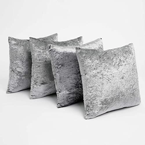 Sienna Crushed Velvet Pack of 4 Cushion Covers 18 x 18 for Living...