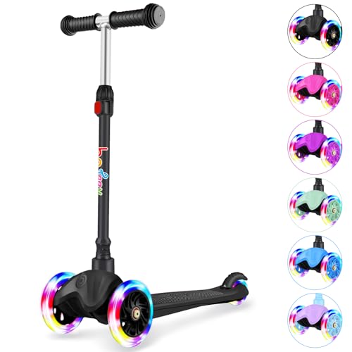 BELEEV Patinete para niños de 2 a 6 años, Scooter de 3 Ruedas para niños y niñas, Ruedas iluminadas, Altura Ajustable, Scooter Ligero para niños, inclinación para dirigir, Cubierta Antideslizante