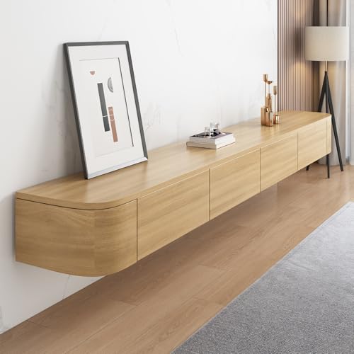 Living Rm - Soporte de pared para TV, estante plano para TV, centro multimedia que ahorra espacio (blanco, 120 cm), diseño moderno y fácil de instalar