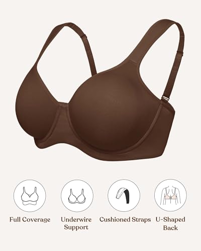 Image of HSIA Bras for Women Minimizer Full Coverage, Plus Size T Shirt Unlined Underwire Smooth Bra, Seamless Cups Joan Ultimate Soft