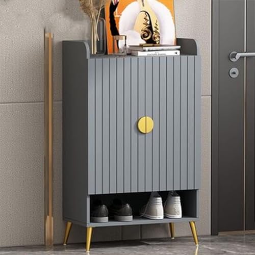 HYGRAD Wooden Hallway Shoe Storage Cabinet Modern Hallway Large Display Storage Cabinet 2 Cabinet Doors (Medium Grey Cabinet)