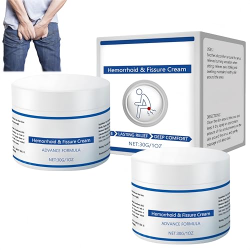 Crema para fisuras y hemorroides: ayuda a aliviar las molestias y la picazón de las hemorroides. Fórmula suave para un alivio suave con la piel. Alivio rápido. (2 Piezas)