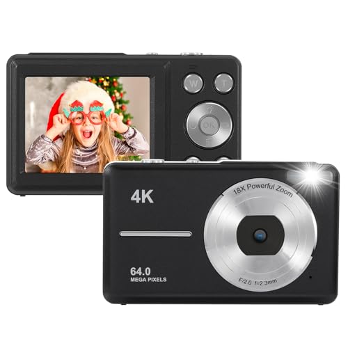 Andoer 4K Digital Camera 64MP Digital Video Camera 2.4 Inch Screen 18X Digital Zoom Birthday for Teens Students Friends