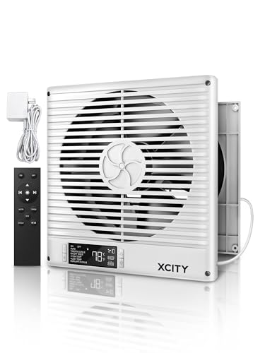Xcity 8-Inch Room to Room Fan, Through-the-Wall Air Transfer Fan with Remote, 10-Speed Temperature Control, Quiet Reversible Airflow Ventilation for Bedroom, Kitchen & Laundry