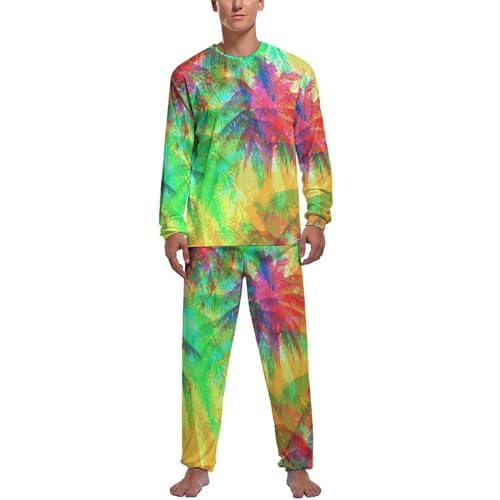Ensemble de pyjama homme Arbre Coloré avec haut manche longue et pantalon vêtements de nuit
