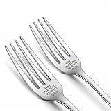 Engraved Ice Cream Spoon Gifts for Couple on Anniversary, 2 Pcs Personalized Coffee Spoon Stainless Steel, Couple Gifts for Him and Her on Valentines Day (Forks, MAY THE FORK BE WITH YOU)