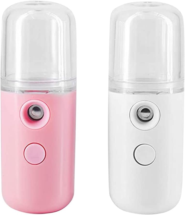 Nano Mist Sprayer Mini Facial Mist Moisturizing USB Rechargeable Portable White for Hydrating Face Care 2PCS Mini Facial