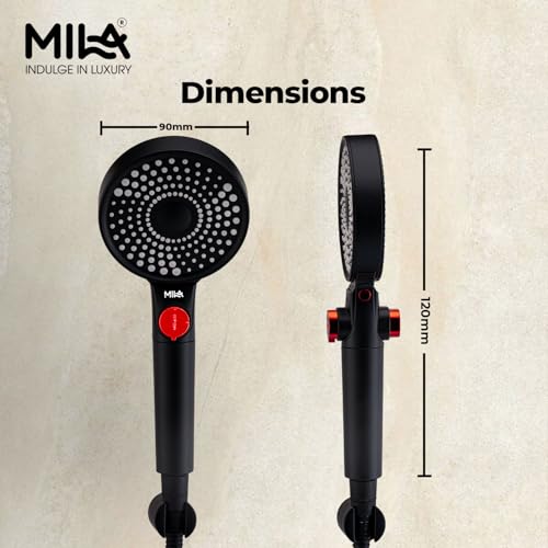 Image of Mila Flowflex 3-Function Hand Shower with Filter | Rain, Massage & High Pressure Modes | Ergonomic Design with Double Sided Water Outlet | Includes Hose (1.5m) , Bracket & Installation Kit (90*120mm)