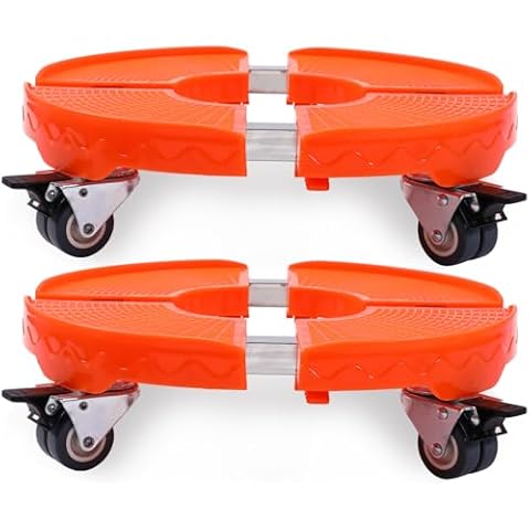 WOOYAN 2Packs Orange Plant Caddy with Wheels,15-20inch Adjustable Rolling Heavy Duty Plant Stand with Casters Large Plant Dolly Cart for Indoor Outdoor Planter, Vertical Garden Tower, Plant Pots Cover