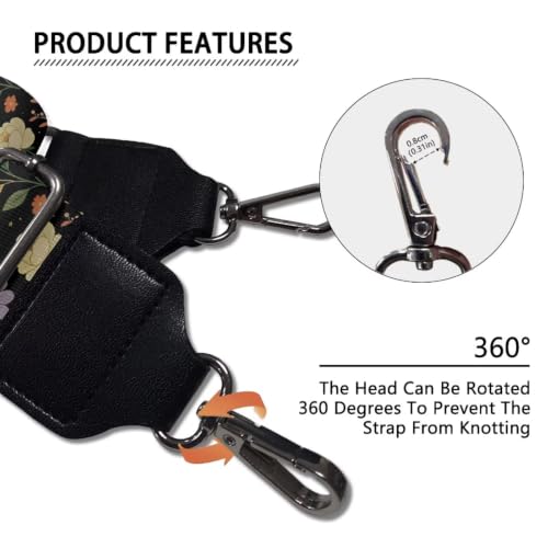 Image of Adjustable Purse Strap for Women, Crossbody Wide Handbag Strap Replacement, Sturdy Bag Strap with Silver Hardware