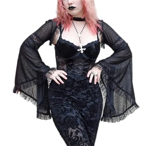 Image of Bolero Shrug Top Trad Goth Black Shawls and Wraps for Evening Dresses Short Cardigan