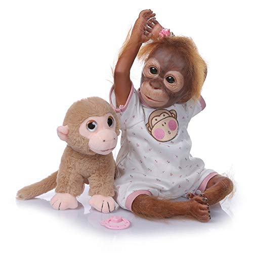 Zero Pam 52 Cm Muñecas Renacidas Mono Realista Bebé Mono De Silicona Suave Coleccionable Muñecas Orangután Renacidas para Niños Pequeños con Peluche Mono Cover